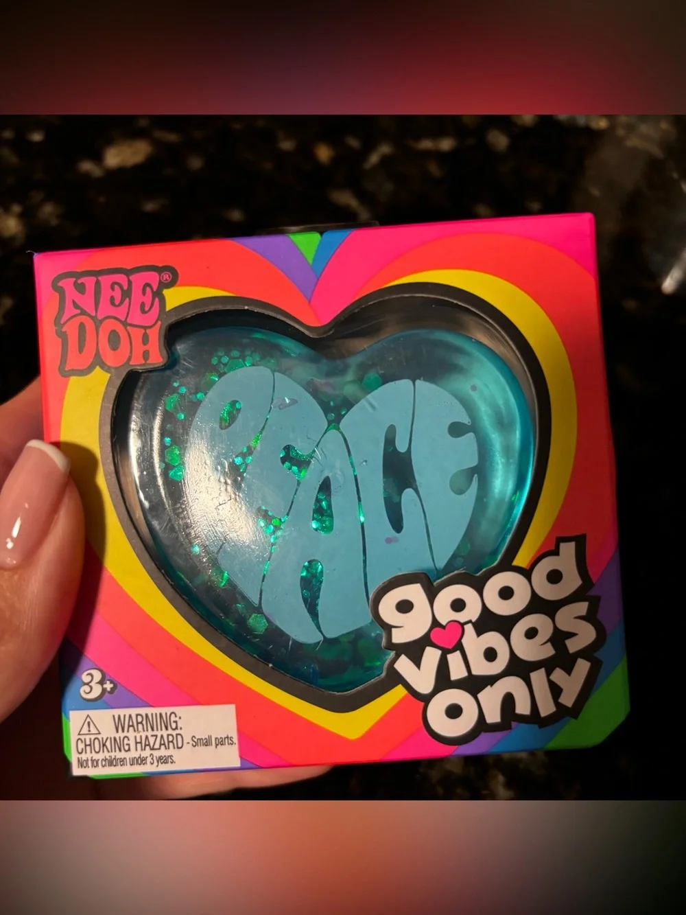 NeeDoh Good Vibes Only Peace Heart Squishy Toy- Blue